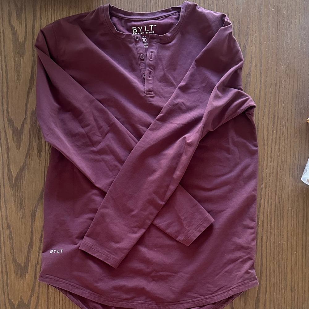 BYLT Premium Basics Men's Lux Burgundy Long Sleeve Shirt